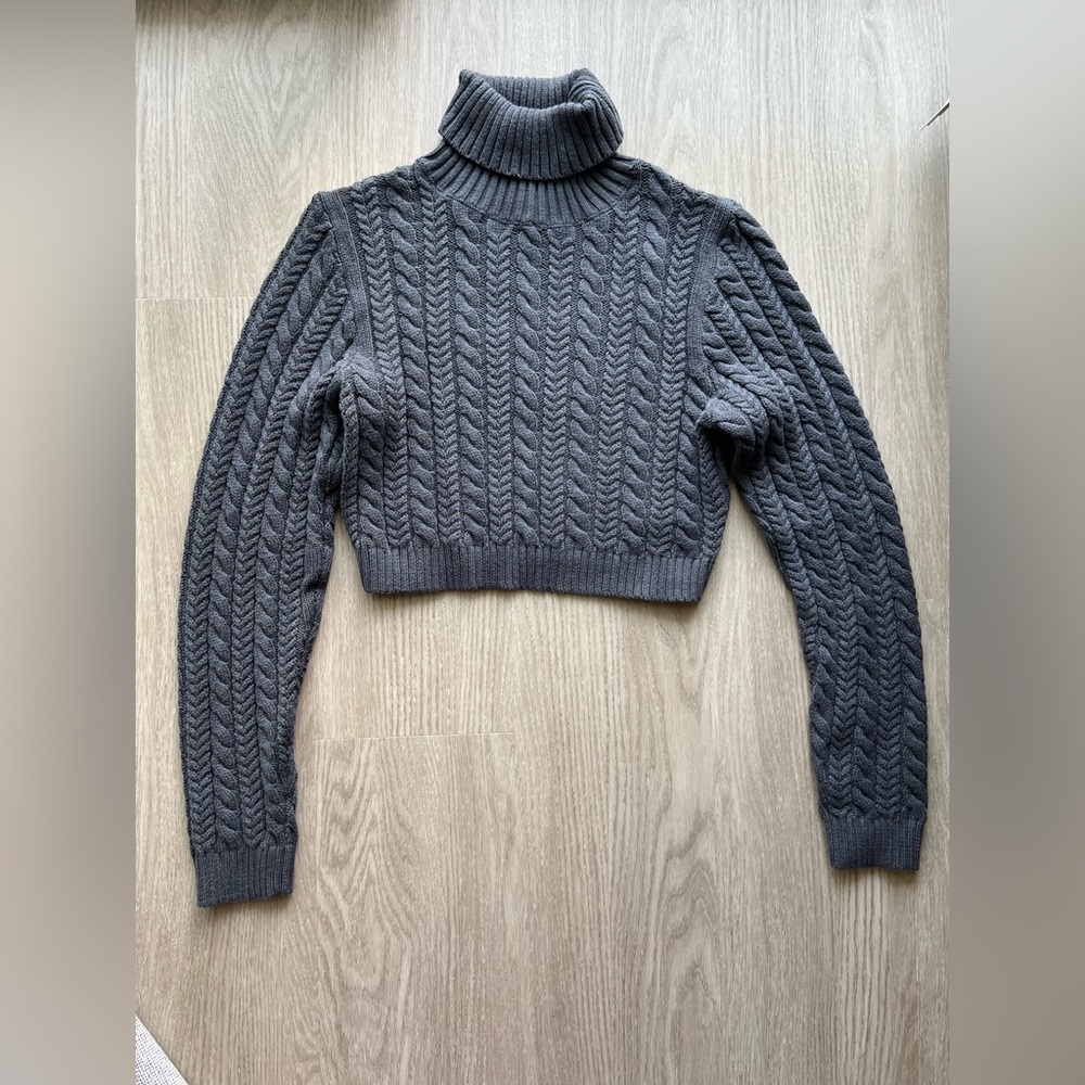 La Hearts Charcoal Cable Knit Turtleneck Sweater